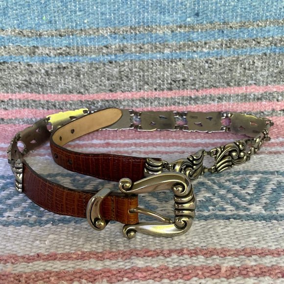 vintage 90s brighton baroque silver leather belt main image 4